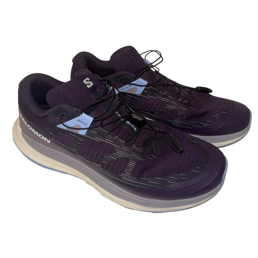 SALOMON Ultra Glide 2 trail running shoes in Nightshade and Serenity 9.5